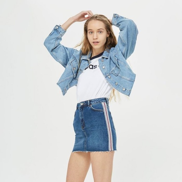 Topshop Dresses & Skirts - Topshop Red Striped Denim Mini Skirt